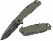 SMGF1033S Steel Will Warbot SWF10-33S – Couteau Lame Acier D2 Manche G10 Olive Linerlock Clip Ambidextre – Livraison Gratuite