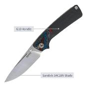 SRM106MGK Couteau SRM Dome 106M-GK | Lame Drop Point Acier 12C27 | Finition Satinée | Manche G10 Noir  | Clip - Livraison Gratuite