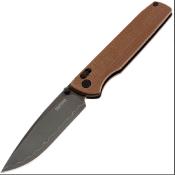 SRM258LMN2 Couteau SRM Terrier 258L-MN2 Lame Acier Laminé 140Cr Manche Micarta Brown Ambi Lock - Livraison Gratuite