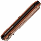 SRM7228BMN2 SRM Rubik 7228B-MN2 | Couteau Lame Laminée Acier 140Cr Noire | Manche Micarta Brun | Verrouillage AMBI Lock - Livraison Gratuite