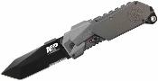 SWMP9BTS Couteau Automatique Smith & Wesson Tactique M.A.G.I.C. Liner Lock Lame Tanto Combo Acier 4034 Manche Aluminium Gris - Livraison Gratuite