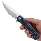 T1024A2 Couteau Tenable Kratos Lame Drop Point Acier Nitro-V Manche G10 Noir et Bleu Liner Lock  - Livraison Gratuite