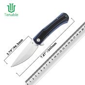 T1024A2 Couteau Tenable Kratos Lame Drop Point Acier Nitro-V Manche G10 Noir et Bleu Liner Lock  - Livraison Gratuite