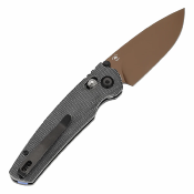 T2109V6 Couteau Tenable Raven Lame Acier 14C28N Rose Gold, Manche Micarta Noir, Verrouillage Cross Bar - Livraison Gratuite