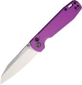 TD014PP Couteau Defcon Tier 1 Sheepfoot Lame Acier Sandvik 14C28N Manche Aluminium Purple Sécurité Button Lock - Livraison Gratuite