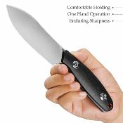 TVJM05BG14 Trivisa Trivisa Aubergine BG – Couteau Fixe Lame Acier 14C28N Manche G10 Black Étui Kydex – Livraison Gratuite 