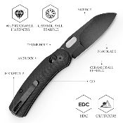 TVTY26BN Couteau Lamb-03B Black EDC Crossbar Lock Lame N690 Acier Manche G-10 - Livraison Gratuite