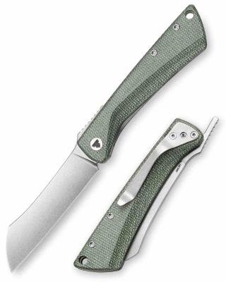 TVYD01GM14 Trivisa Norma-04G – Couteau pliant Liner Lock Lame Acier 14C28N SW Manche Green Micarta - Livraison Gratuite