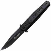 USMA3009BK USMC Tactical | Lame Acier 3Cr13MoV Black Oxide | Manche Aluminium Noir | Ouverture Assistée - Livraison Gratuite