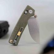 VOSA3104 Couteau Vosteed Porcupine ModSwap | Lame Acier 154CM Clip Point | Manche Plaquettes Green Micarta | Crossbar Lock | Livraison Gratuite