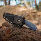 VOSD0802 Vosteed Inferno | Couteau Lame Acier 14C28N Stonewash | Manche Blue Ocean Micarta Housse Kydex - Livraison Gratuite