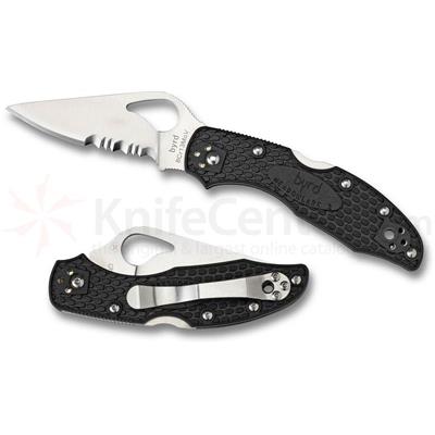 Couteau Spyderco Byrd Meadowlark 2 Serrated 8Cr13MoV Manche FRN BY04PSBK2 - Free Shipping