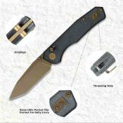 CMB22A CMB Explorer V2 | Couteau Lame Acier 14C28N Gold Drop Point | Manche Micarta | Axis Lock | Livraison Gratuite