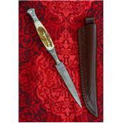 DM1178 Couteau Poignard Damas Dague 256 Couches Manche OS Etui Cuir - Livraison Gratuite