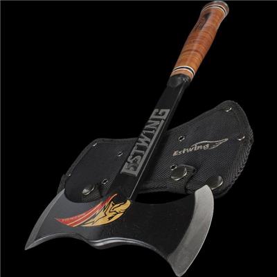 Hache Tomahawk Estwing Black Eagle Double Bit Axe Acier Forgé Manche Cuir Etui Nylon Made USA ESEDBA - Free SHipping