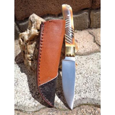 Couteau Poignard Frost Cutlery Chipaway Little Fox Skinner Bone Acier Carbone/Inox Etui Cuir FCW986TB - Free Shipping