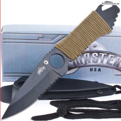 Lot de Couteaux - 3 Couteau de Cou Survie Tactical Serrated Manche Corde Acier Inox - Pêche Rando Camp M4240 - Free SHipping