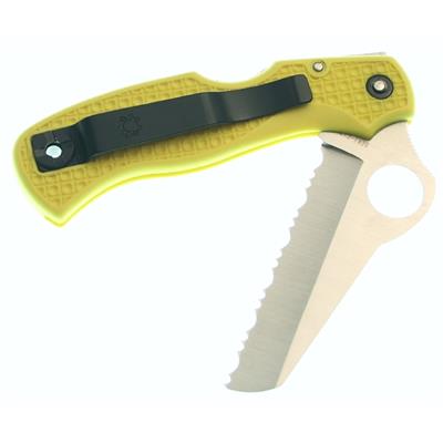 Couteau Spyderco Saver Salt Yellow Acier H1 Manche FRN Yellow Made In Japan SC118SYL - Free SHipping