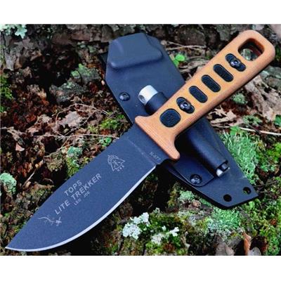 Couteau de Survie Tops Lite Trekker Survival 1095 Manche Micarta Firestarter Tops Knives TLT-01 Made In USA TPTLT01OB - Free Shipping