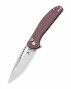 BTKMK18C  Bestechman Whalefin | Couteau Pliant Lame Drop Point Acier D2 Satin/Stonewash | Manche Brown G10 Button Lock - Livraison Gratuite