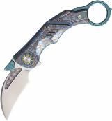 CRSPREDATORTGN Critical Strike Predator Karambit - Lame Acier M390 Manche Titane Teal & Camo Linerlock - Livraison Gratuite
