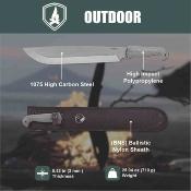 CTK287314RHC Couteau Condor Terra Camp Machete | Lame Acier Carbone 1075 | Manche Micarta Gris | Made In El Salvador | Livraison Gratuite