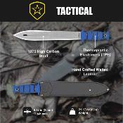 CTK3006HC Condor Combat Machete – Lame Acier 1075 Carbon Manche Blue TPE Housse cuir Salvador - Livraison Gratuite