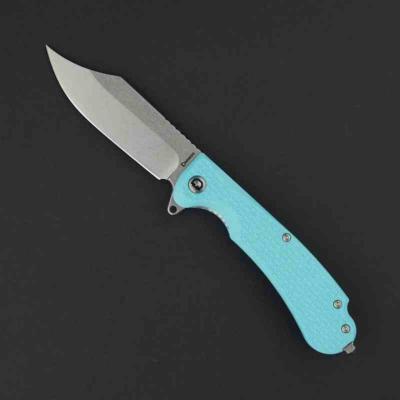 DGRPWTFSW Daggerr Knives Powie | Couteau Pliant Lame Clip Point Acier 8Cr14MoV Stonewash | Manche FRN Bleu Clair - Livraison Gratuite