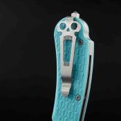 DGRPWTFSW Daggerr Knives Powie | Couteau Pliant Lame Clip Point Acier 8Cr14MoV Stonewash | Manche FRN Bleu Clair - Livraison Gratuite