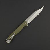 DGRTPFOLSW — Couteau Daggerr Knives Toothpick Linerlock Lame Acier 8Cr14MoV Clip Point Stonewashed Manche ABS Vert Olive Ouverture Flipper - Livraison Gratuite