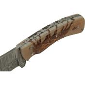 DM1328 Couteau Bowie Damas Pine Ranch Hunter Lame Acier Damas 256 Couches Etui Cuir - Livraison Gratuite