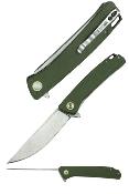EE10B013GN Couteau pliant ElitEdge | Lame Trailing Point Acier D2 Manche Micarta Green Linerlock Clip de poche - Livraison Gratuite