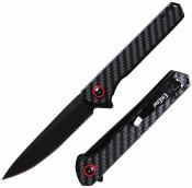 Lot de 2 EE10B016BK Couteau ElitEdge Linerlock | Lame Acier 8Cr13MoV Manche fibre de carbone | Verrouillage Liner Lock | Clip ceinture - Livraison Gratuite