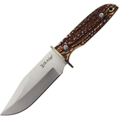 ERFIX132 Couteau Fixe Elk Ridge FIX132 Lame Acier 3Cr13 Manche Synthétique Brun Étui Cuir - Livraison Gratuite