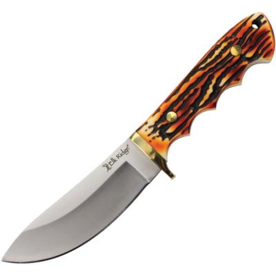 ERFIX135 Couteau Fixe Elk Ridge FIX135 Lame Acier 3Cr13 Manche Synthétique Brun/Orange Étui Cuir - Livraison Gratuite