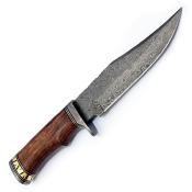 FHKHZBW001 Poignard de Chasse Bowie FH Knives Lame Acier Damas 256 Couches Etui Cuir - Livraison Gratuite