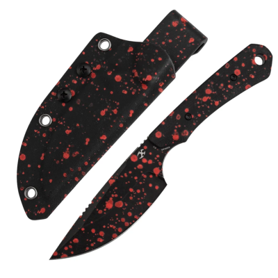 G006A8 — Couteau Kansept Flank Lame Acier D2 Drop Point avec Impression Zombie Blood Manche G10 Noir avec Impression Zombie Blood Etui Kydex - Livraison Gratuite