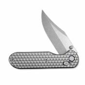 GEO2401A GEO Knife Ethereal Cutter – Couteau pliant Lame Acier M390 Clip Point Manche Titane Gris Axis Lock - Livraison Gratuite