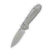 GEO2501A GEO Knife Frost – Couteau pliant Lame Acier M390 Drop Point Manche Titane Gris Axis Lock - Livraison Gratuite