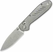 GEO2501A GEO Knife Frost – Couteau pliant Lame Acier M390 Drop Point Manche Titane Gris Axis Lock - Livraison Gratuite