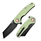 J1904BGD — Couteau CJRB Crag Lame Acier AR-RPM9 Cleaver Black PVD Noire Manche Plaquettes G10 Glow In The Dark Liner Lock - Livraison Gratuite
