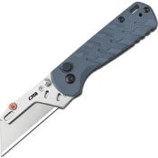 J1967BU Cutter Pliant CJRB Boxer Lame Acier 2Cr13 Manche G10 Bleu Button Lock - Livraison Gratuite