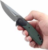 K2065B6 Kansept Cassowary – Couteau Pliant Lame Clip Point Acier Damas Manche Micarta Vert Frame Lock Titane – Livraison Gratuite