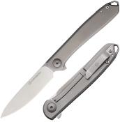 KARB109 Karbon Tidbit - Couteau Pliant Frame Lock | Lame Drop Point Satin CPM S35VN | Manche Titane Gris IKBS - Livraison Gratuite