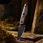 KI1087A2 Kizer Splinter – Couteau de Survie lame fixe Acier AEB-L Satin Manche Brown  G10 Housse kydex - Livraison Gratuite
