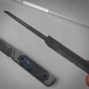 KI1123A2 Couteau Kizer Hallow | Lame Reverse Tanto Acier CPM-10V Gray PVD | Manche Gray Alu & Carbon Fiber Inlays Housse Kydex - Livraison Gratuite