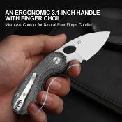 KIV2742A2 Kizer Microbe  – Couteau Lame Acier 14C28N Satin Drop Point Manche Micarta Black Button Liner Lock – Livraison Gratuite