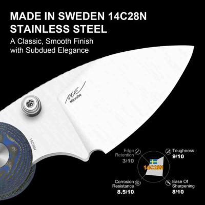 KIV2742A6 Kizer Microbe – Couteau Lame Acier 14C28N Satin Drop Point Manche Vortex Micarta Blue Button Lock – Livraison Gratuite