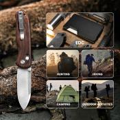 KIV3619A6 Couteau Kizer Drop Bear Lame Drop Point Acier Nitro-V Manche Mkuluti Wood Clutch Lock - Livraison Gratuite