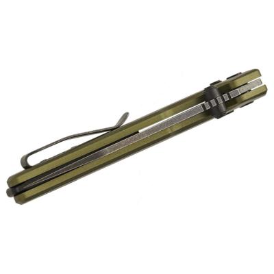 KS2051ROLBW — Couteau Kershaw Mini Iridium Dura Lock Olive Lame Acier D2 BlackWash Reverse Tanto Manche Aluminium Vert Olive Livraison Gratuite
